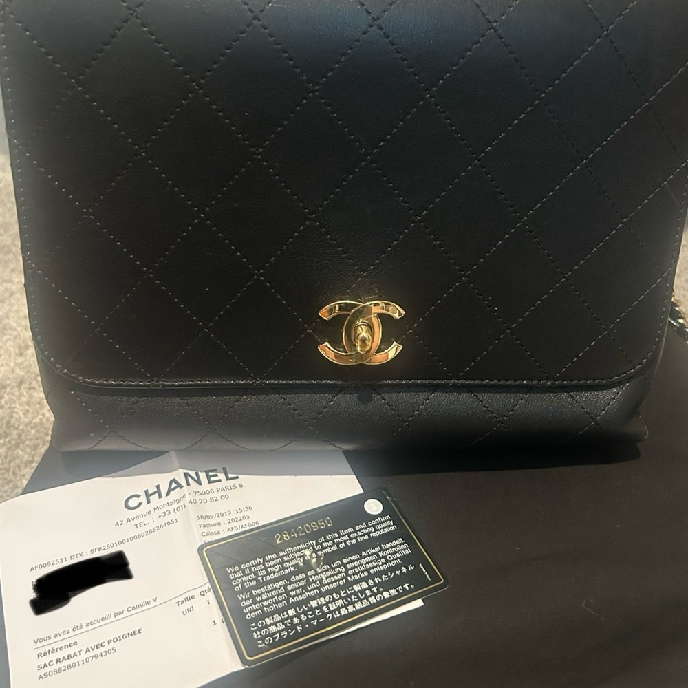 CHANEL Black affinity crossbody  Quilted Bag with Gold Accent